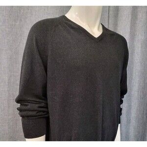 J Crew V-Neck Sweater Classic Cotton Cashmere Blend Charcoal Gray Men's L